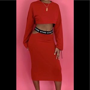 Brand New Crop Top Skirt Set